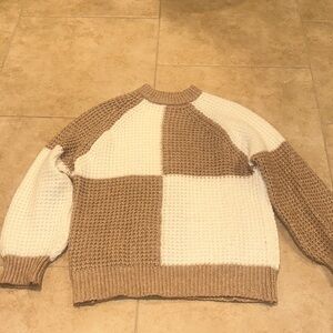 Mango Two-Tone Knit Sweater